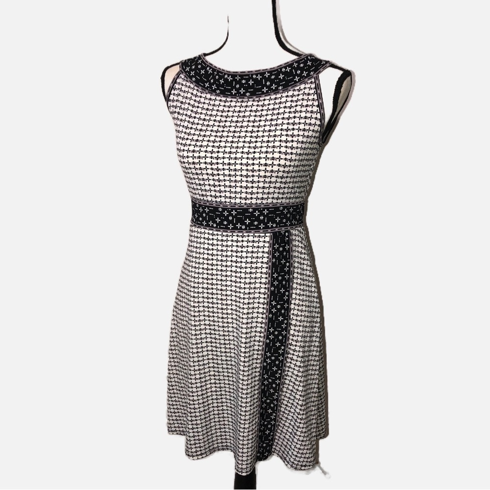 Max Studio Faux Wrap Slinky Knit Dress Size XS Black Gray Contrast Sleeveless
